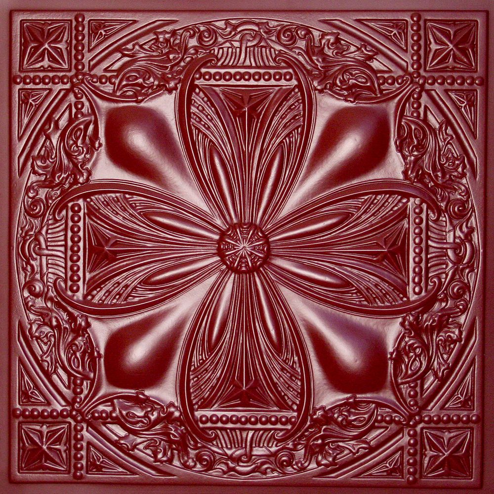 Ceilume Avalon Merlot Ceiling Tile, 2 Feet x 2 Feet Layin or Glue up