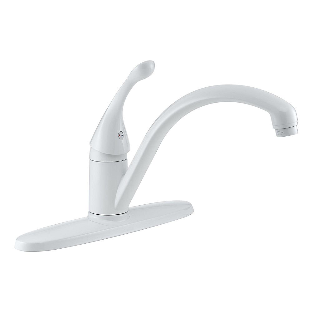Delta Collins Single Handle Kitchen Faucet In White The Home Depot Canada