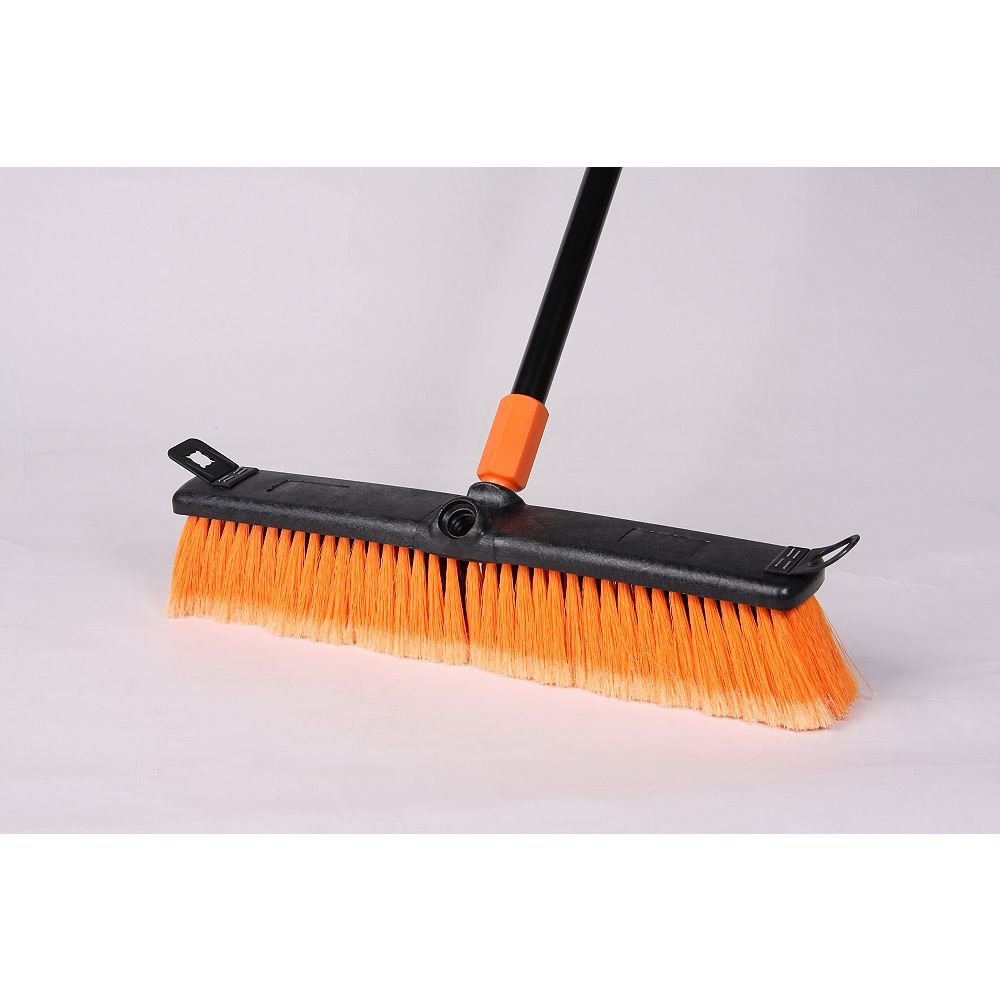 HDX 18 in Rough Surface Poly Push Broom, Black/Orange 18 Inch The
