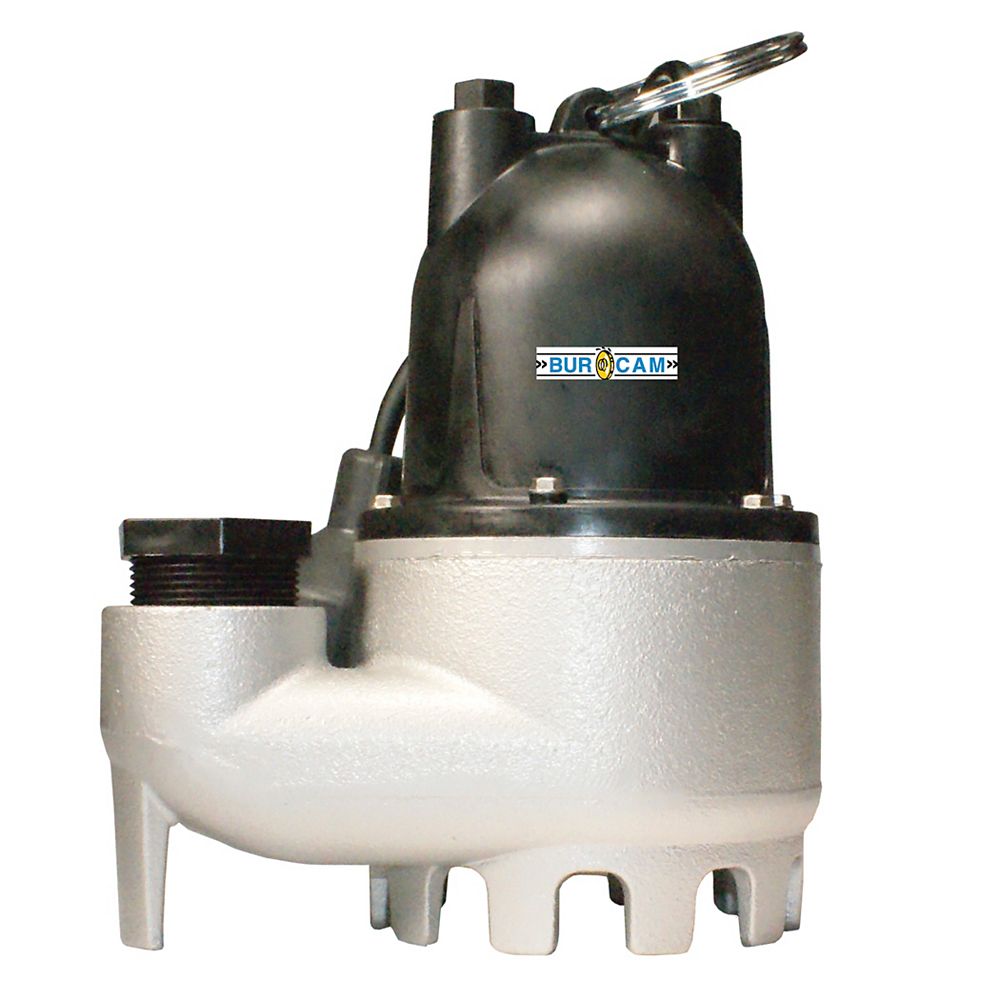 BurCam 1/3 HP Rugged Cast Iron Submersible Sump Pump with Automatic