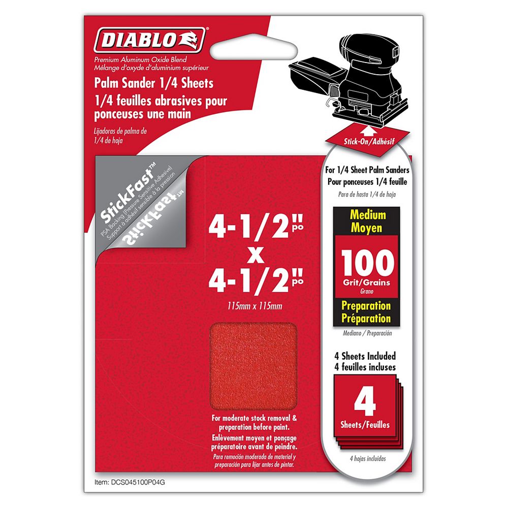 Diablo 4 1/2inch x 4 1/2inch Medium Finish 100 Grit PSA Sand Paper
