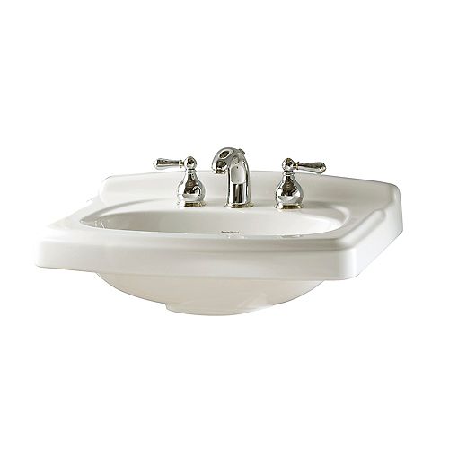 Portsmouth Pedestal Sink Only with 8-inch Centres in White