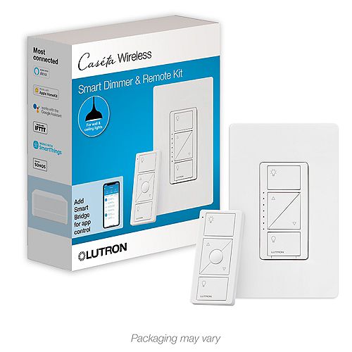 Caseta Wireless Smart Lighting Dimmer Switch with Remote in White