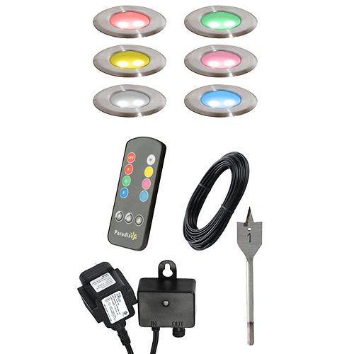 Multi-colour LED Deck Light Kit with Remote Control (6-Pack)