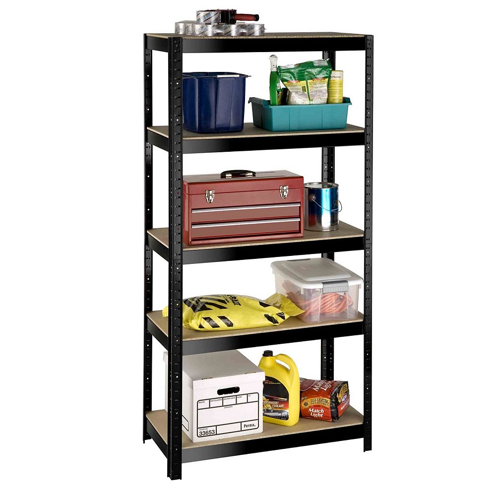 International 5 Shelf Slotted Storage Rack with Particle Board Shelves ...