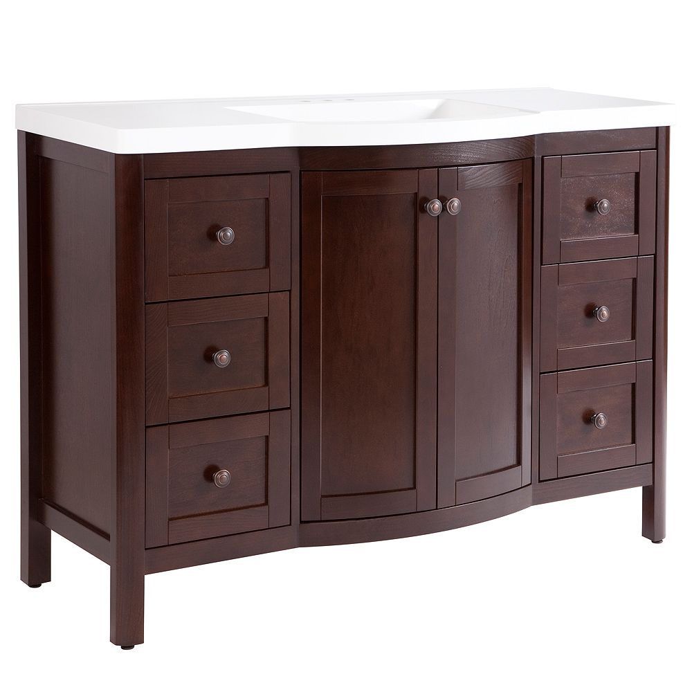 Home Decorators Collection Madeline 48 Inch W X 19 Inch D Bathroom Vanity In Chestnut With The Home Depot Canada
