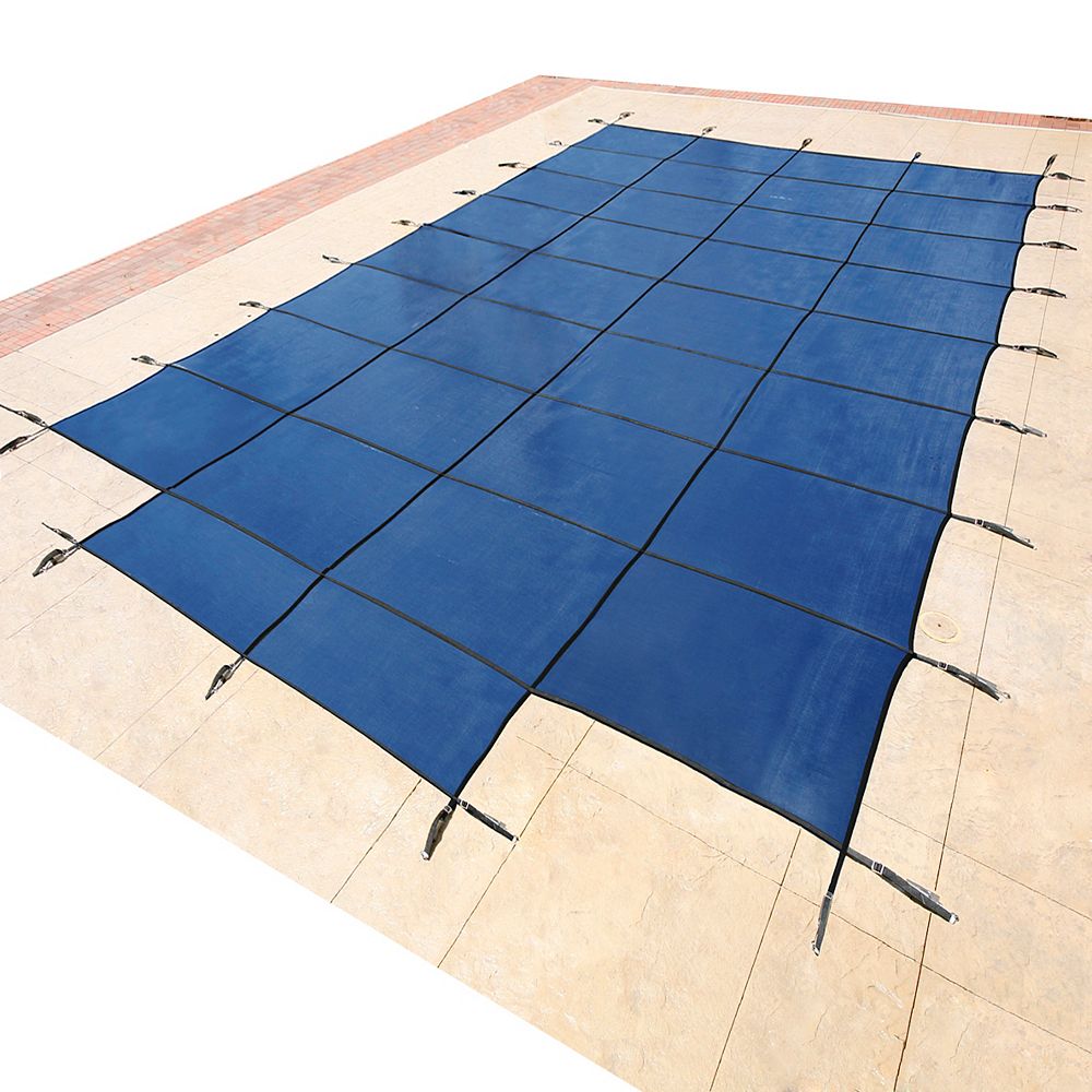 Blue Wave 18 Ft X 36 Ft Rectangular Blue In Ground Pool Safety Cover With 4 Ft X 8 Ft The Home Depot Canada