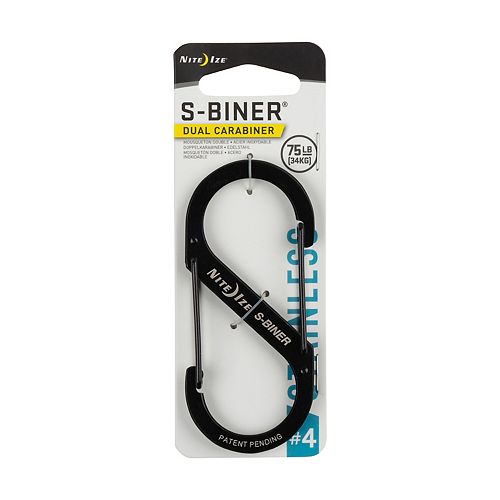 Nite Ize Size-4 S-Biner Dual Carabiner, Stainless Steel, Black