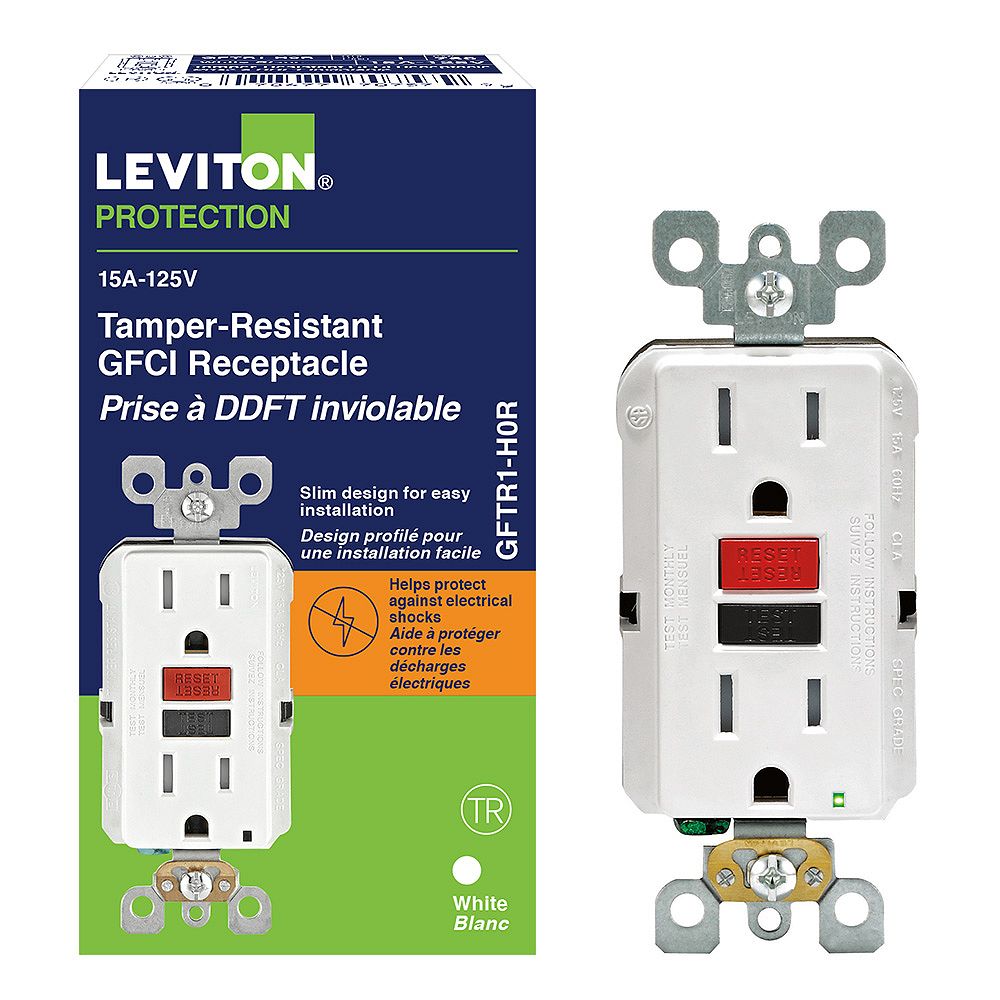 Leviton Decora 15 Amp TamperResistant Slim GFCI Receptacle/Outlet with