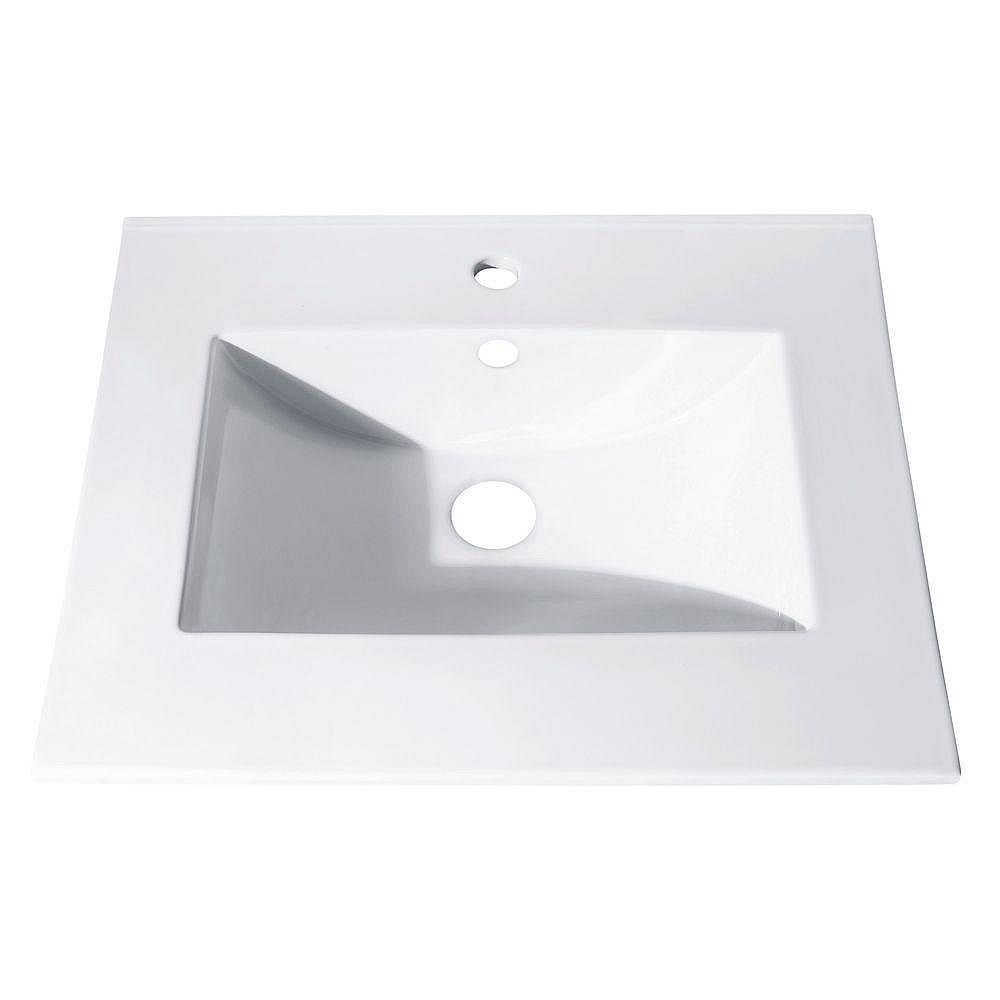 Avanity 25 Inch Vitreous China Vanity Top With Rectangular Bowl In White The Home Depot Canada