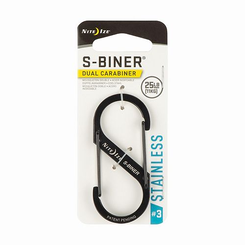 Nite Ize Size-3 S-Biner Dual Carabiner, Stainless Steel, Black