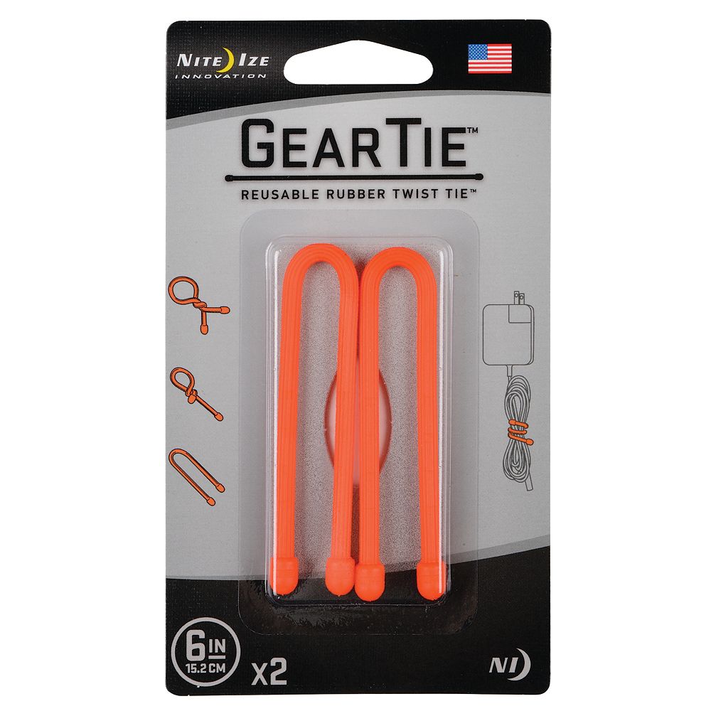 Nite Ize Gear Tie Reusable Rubber Twist Tie 6 Inch (2Pack) Bright Orange The Home Depot