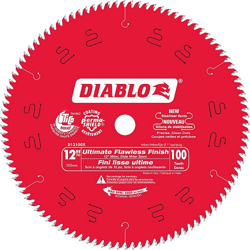 12-inch x 100 Tooth Carbide Tipped Ultimate Polished Finish Mitre Saw Blade for Wood Cutting