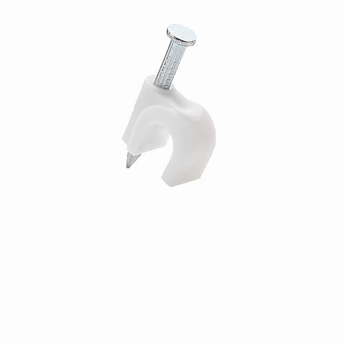 Coaxial Nail-In Clips, White (20-Pack)