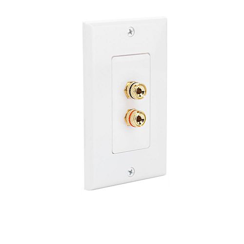 Speaker Wall Plate with 2 Binding Posts, White