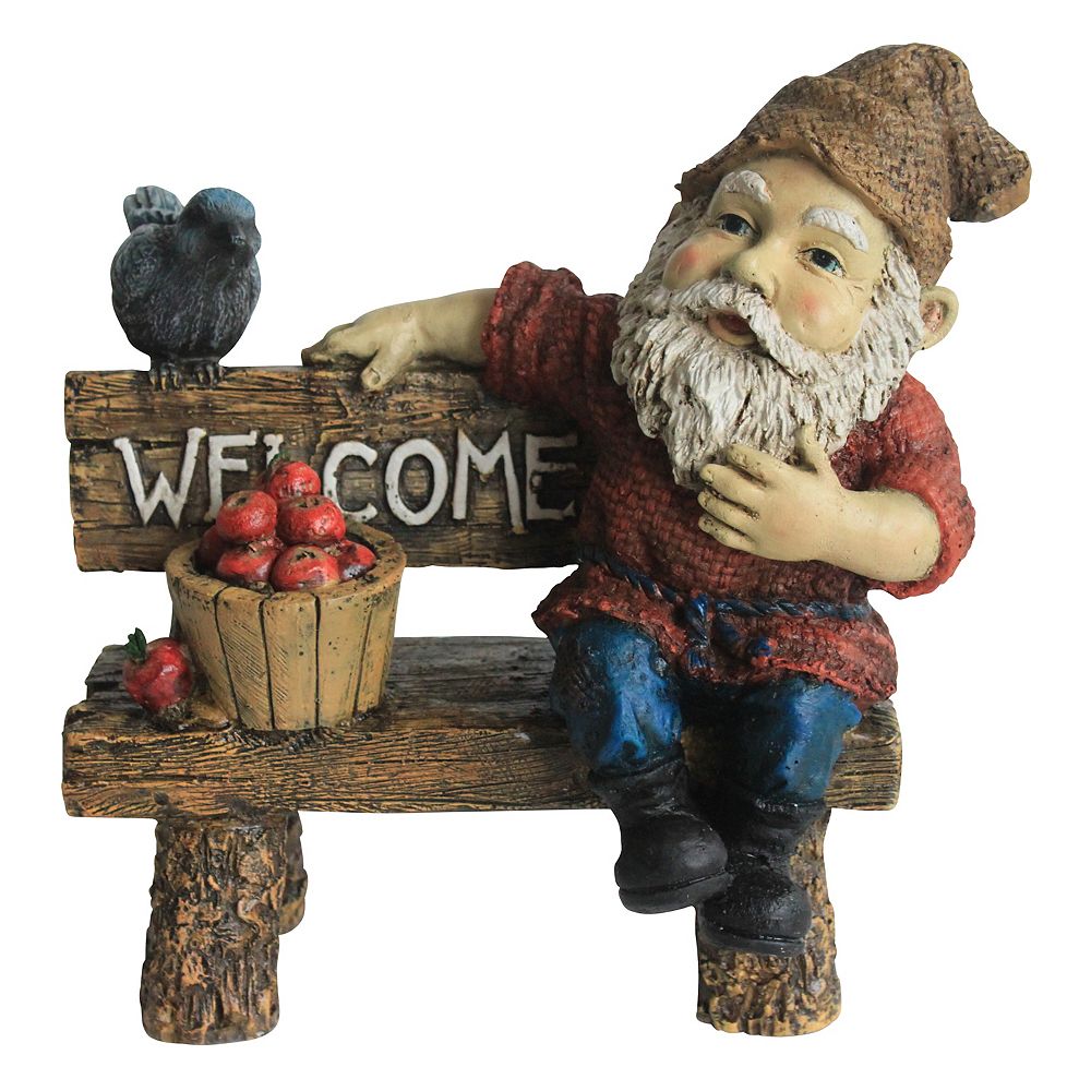 Download Angelo Decor Gustov Gnome On Bench Statue The Home Depot Canada