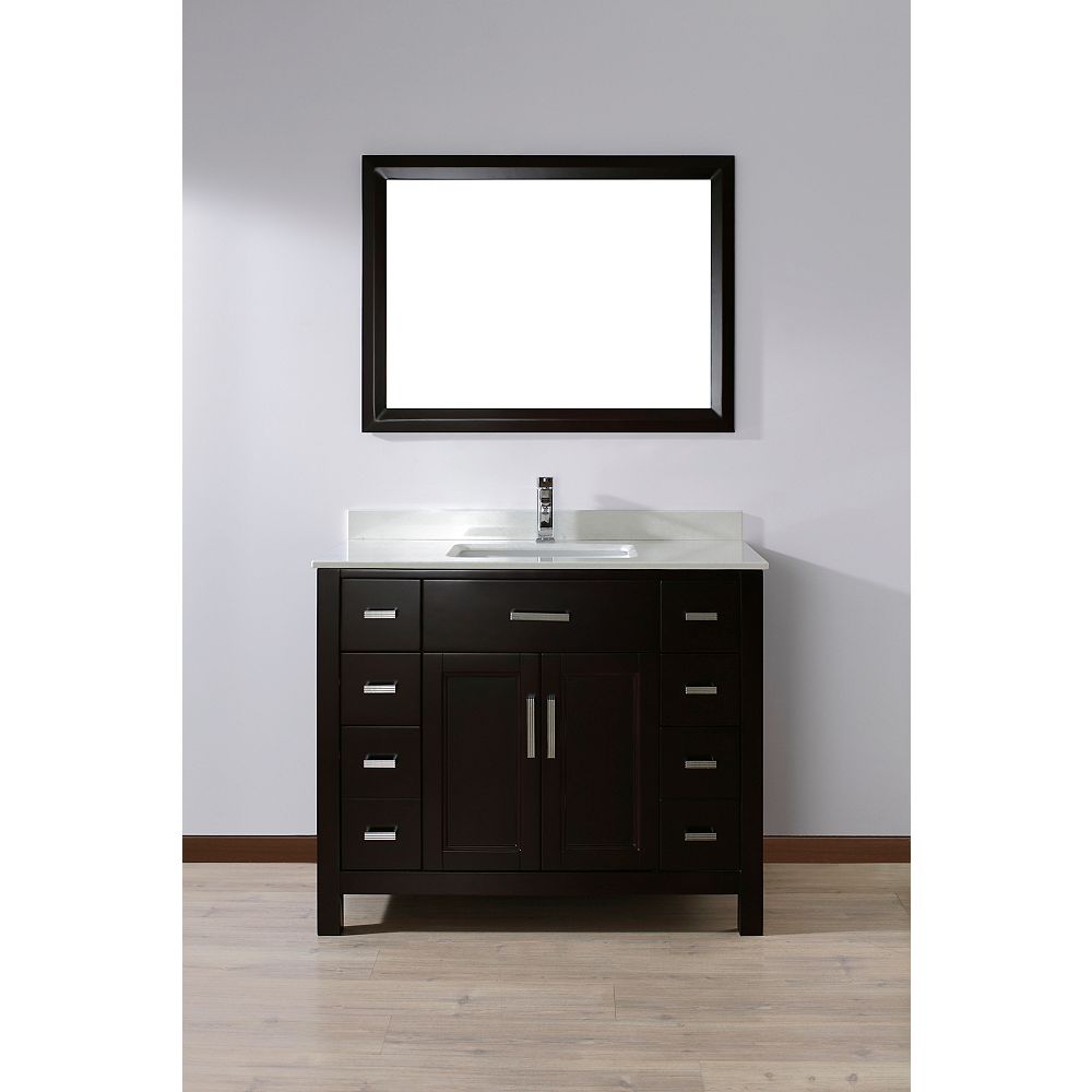 Art Bathe Kelly 42 Espresso Vanity Ensemble With Mirror And Faucet The Home Depot Canada