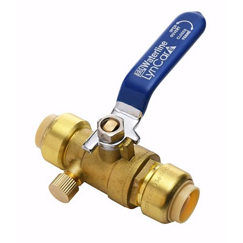 1/2" Push 'N' Connect Push Fit Ball Valve with Drain