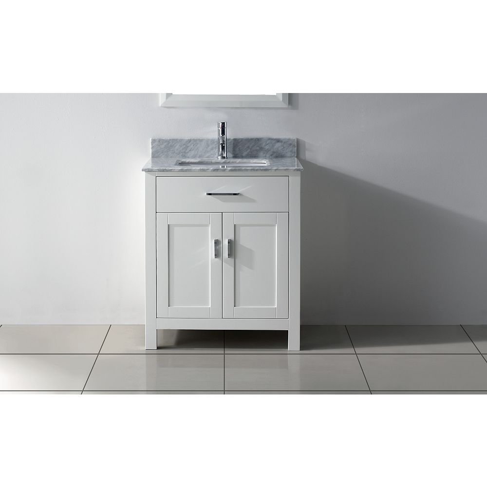 Art Bathe Kalize 30inch W 1Drawer 2Door Vanity in White With Marble