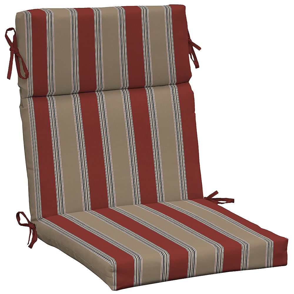 Arden Outdoor High Back Outdoor Chair Cushion in Chili Stripe | The