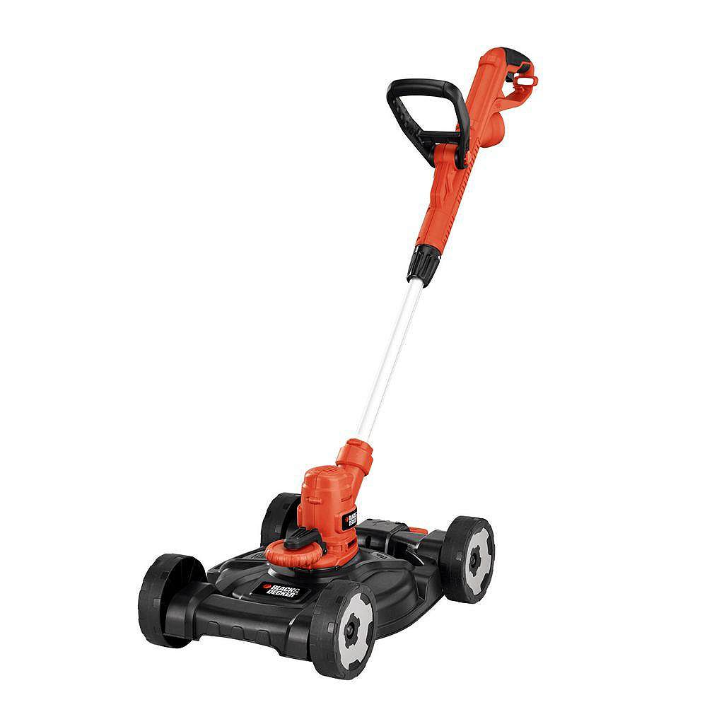 12-inch 6.5 Amp Corded Electric Straight Shaft Single Line 3-in-1 String Grass Trimmer/Lawn Edger/Push Mower  Black + Decker