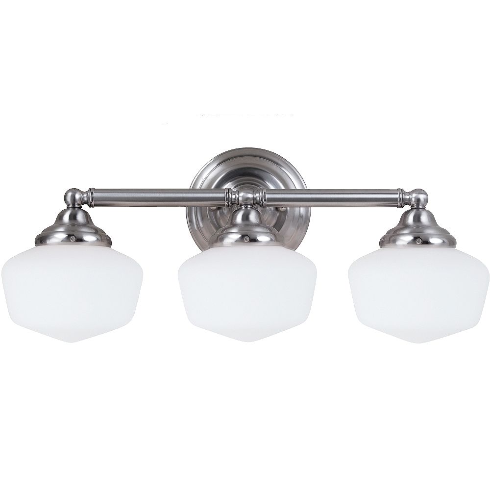 Sea Gull Lighting 3 Light Bathroom Vanity Light Fixture In Brushed Nickel The Home Depot Canada