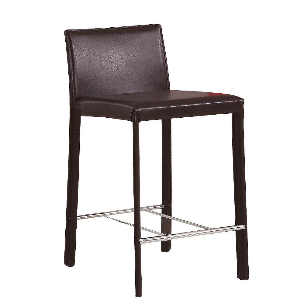 Monarch Specialties Leather Look Modern Pub Chairs Light Brown Set Of 2 The Home Depot Canada 7590