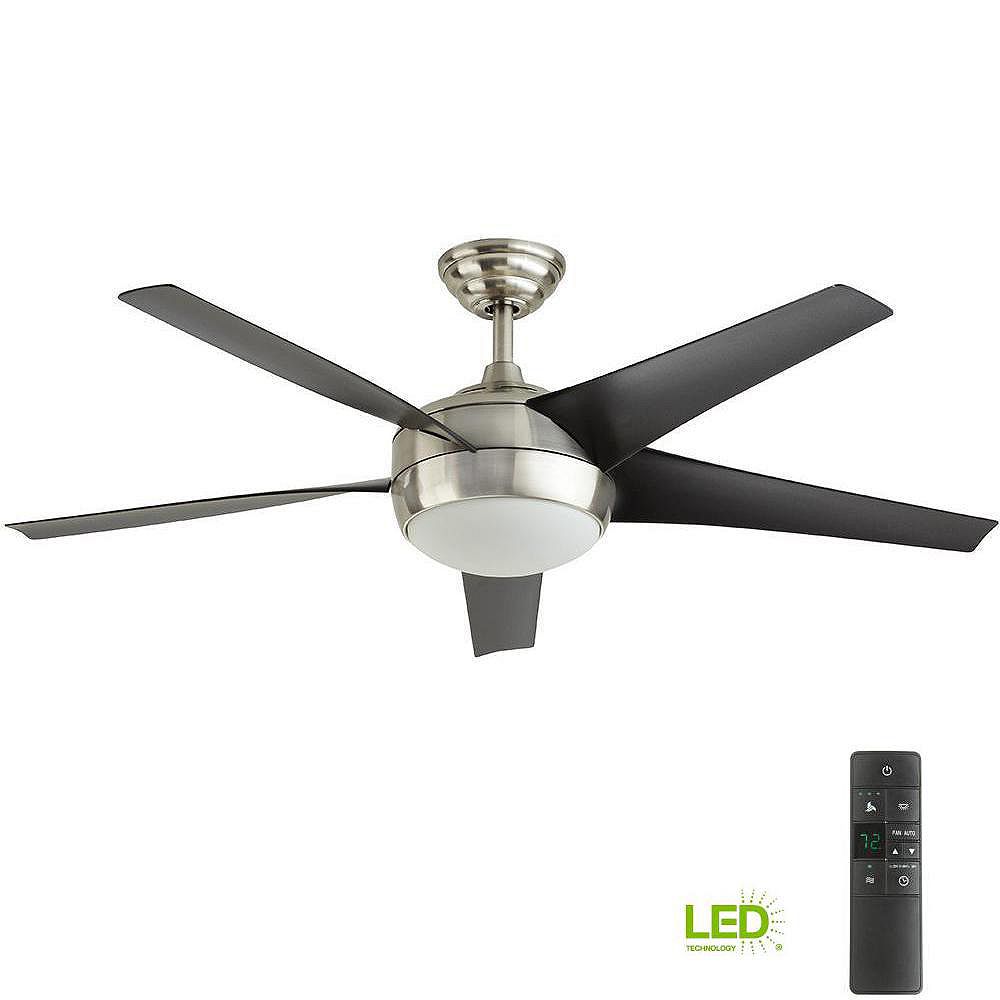 Home Decorators Collection Windward IV 52inch Indoor Brushed Nickel Ceiling Fan with LED