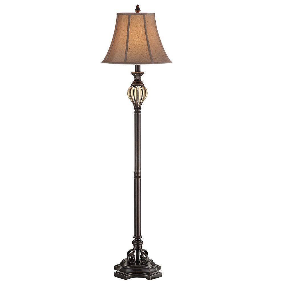 Hampton Bay 61 5 Inch Floor Lamp In Bronze With Smoked Glass Accents The Home Depot Canada