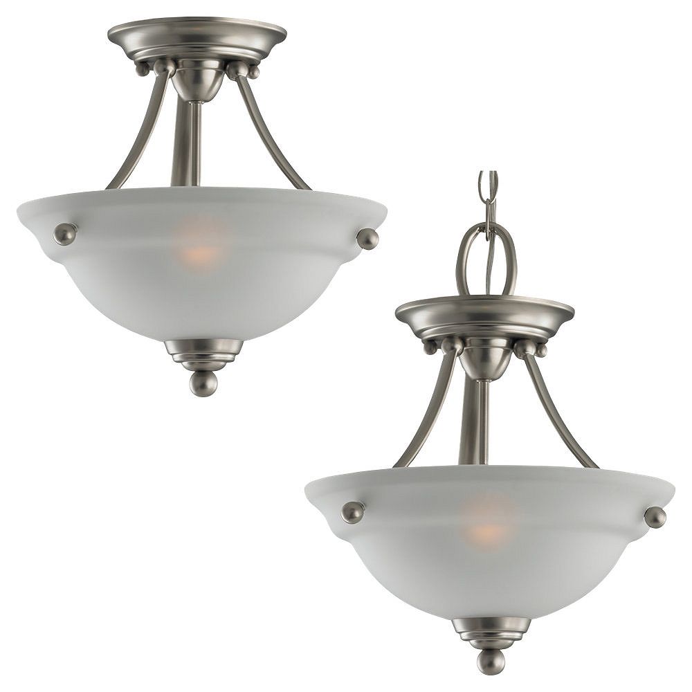 Sea Gull Lighting 2Light Brushed Nickel SemiFlush The Home Depot Canada