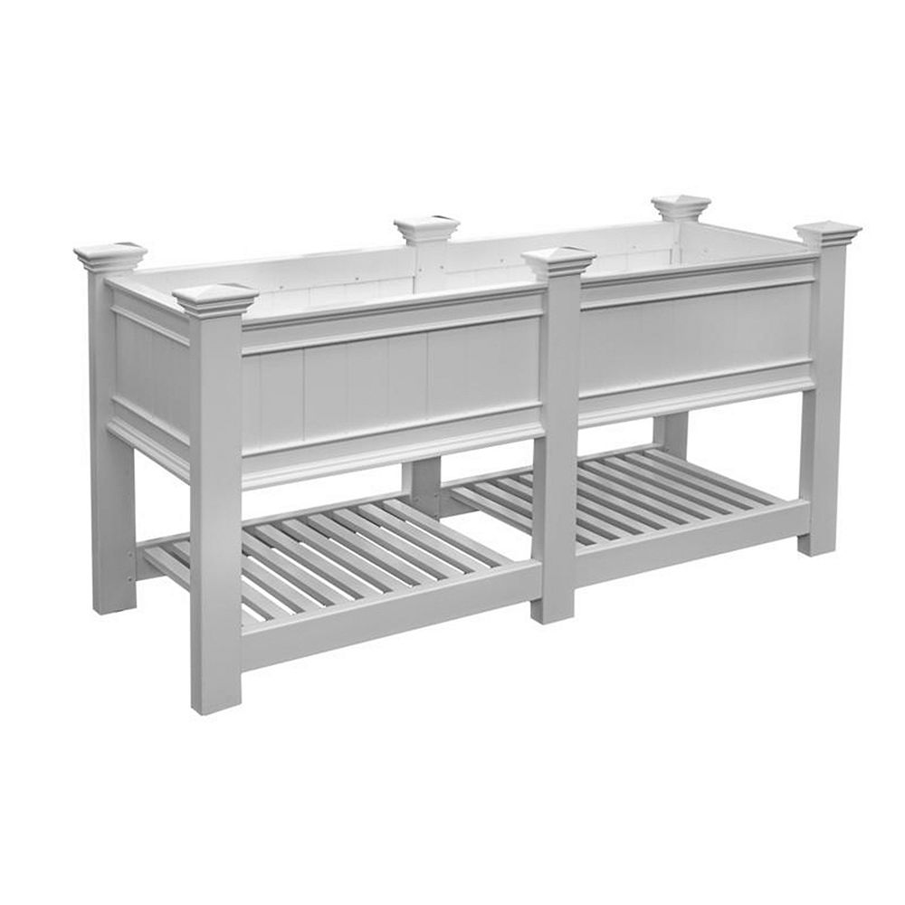 Vita Vita 68"x24"x35" Vinyl Cambridge Raised Planter and Ext Kit, White