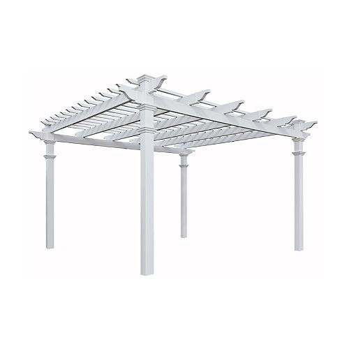 Vita 144"L x 144"W x 105.75"H Vinyl Regency Pergola White VA42055