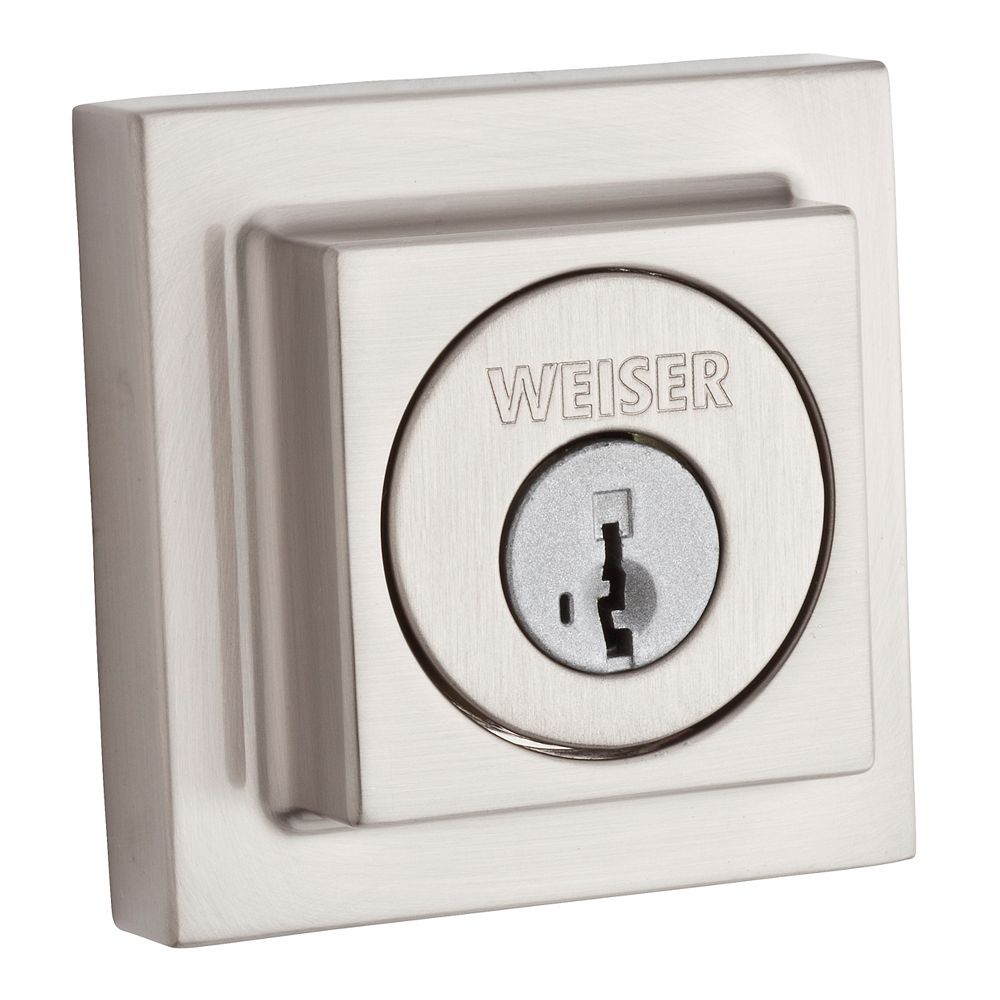 Weiser Satin Nickel SmartKey Square Deadbolt The Home Depot Canada