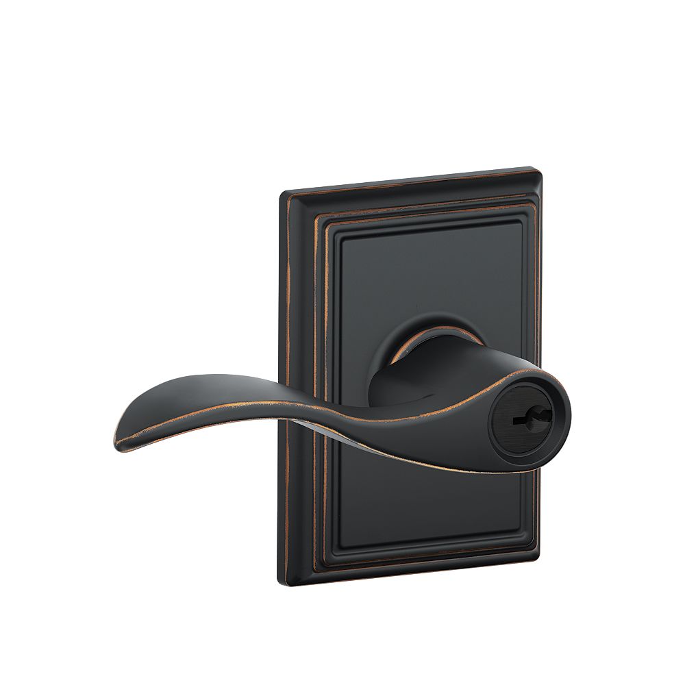 Schlage Accent Aged Bronze Keyed Entry Lock Lever in Addison trim The Home Depot Canada