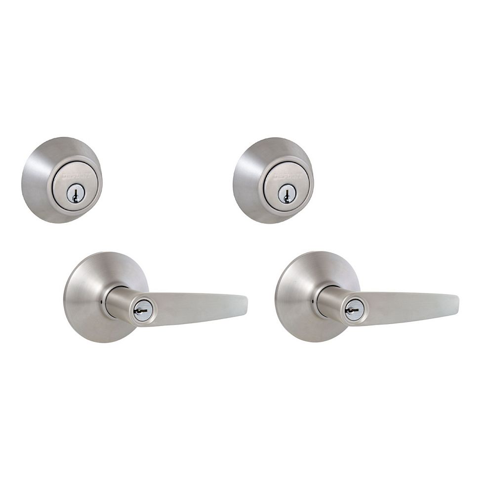Defiant Olympic Stainless Steel Keyed Entry Door Lever with Single Cylinder Deadbolt Proje
