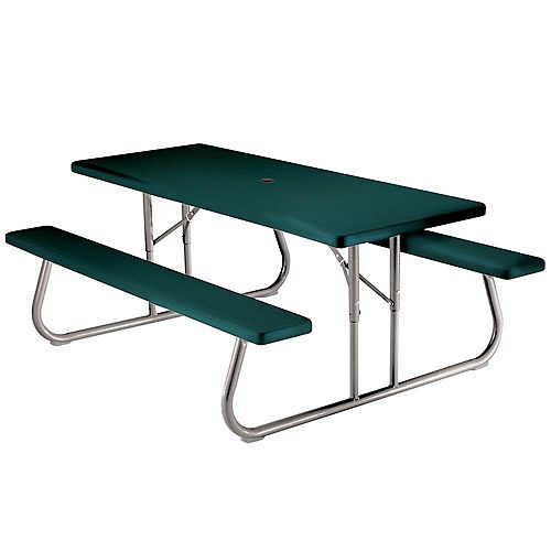 Folding Picnic Table, Green - 6 Feet