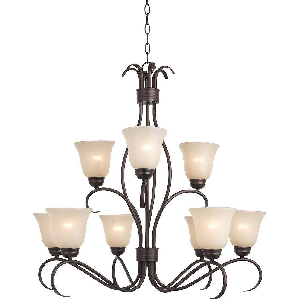 Illumine 9 Light Multi Tier Chandelier Oil Rubbed Bronze Finish Wilshire Glass The Home Depot Canada