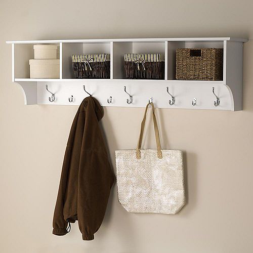 White 60 Inch Wide Hanging Entryway Shelf