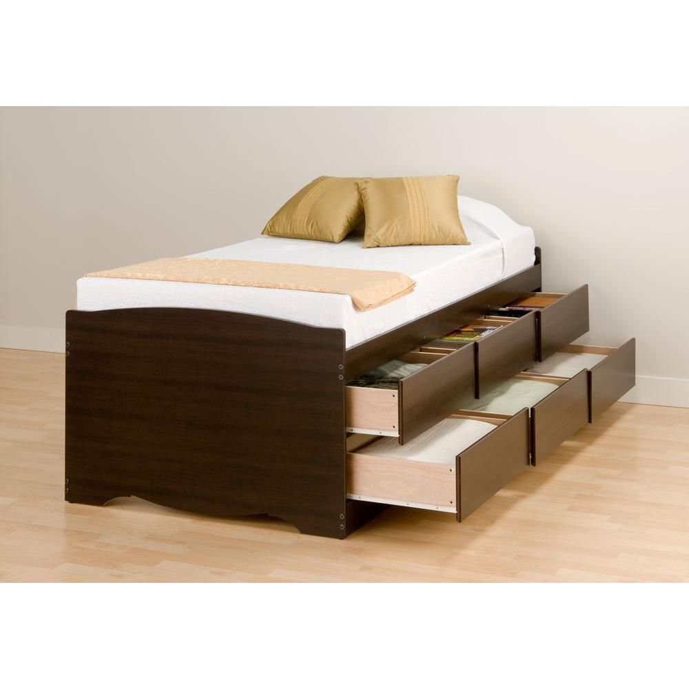 twin platform bed with drawers