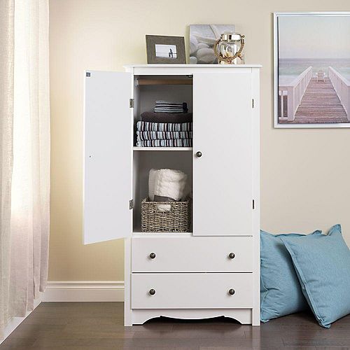 Monterey 58.75-inch x 31.50-inch x 22-inch 2-Door Armoire in White