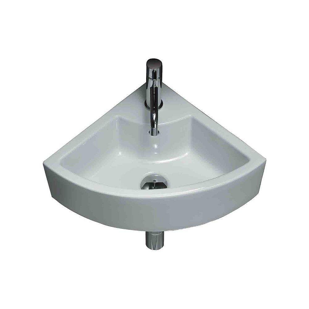 American Imaginations Ceramic Corner Vessel Sink White The Home Depot