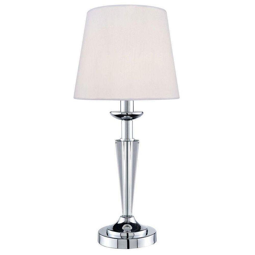 Illumine 1 Light Table Lamp Chrome Finish White Fabric Shade The Home