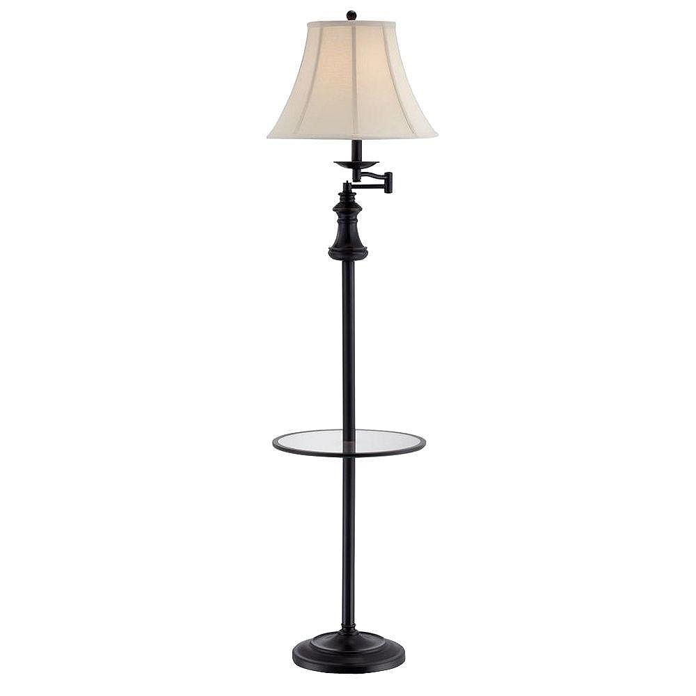 Illumine 1 Light Floor Lamp Bronze Finish Fabric Shade The Home Depot