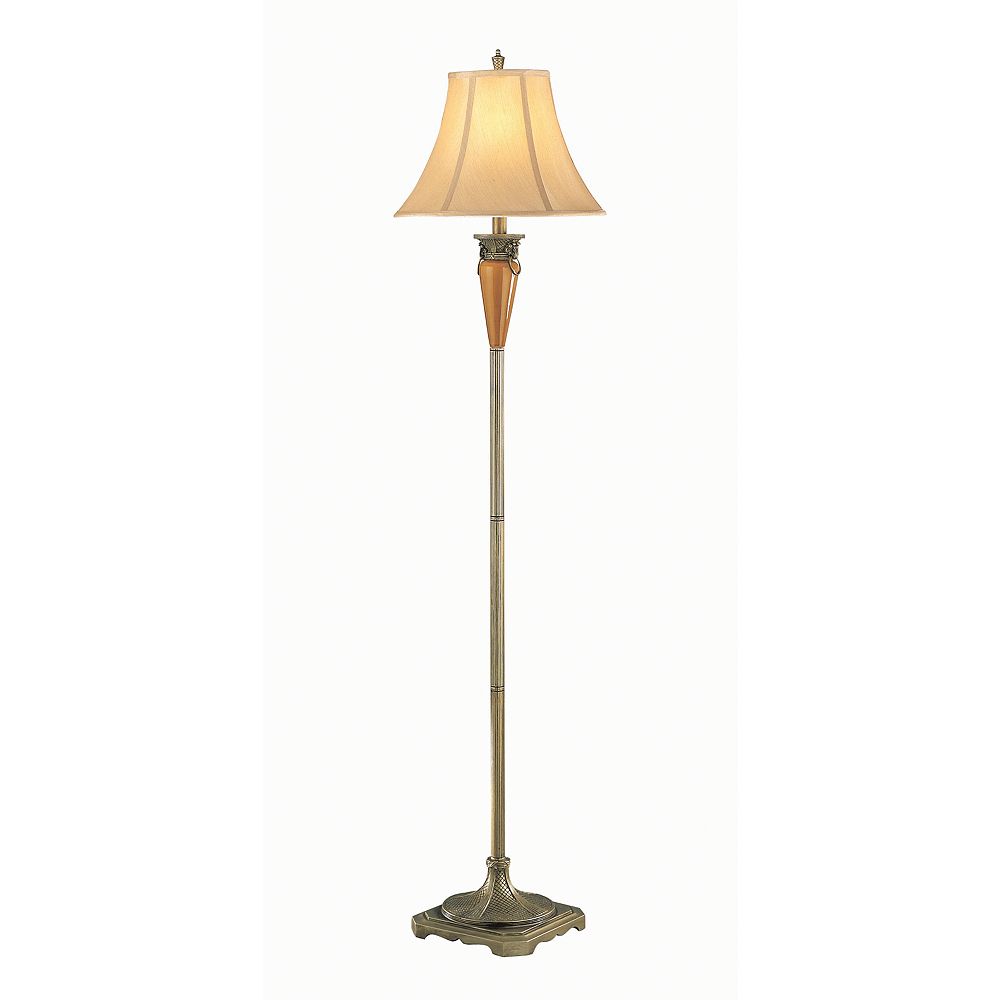 Illumine 1 Light Floor Lamp Gold Finish Fabric Shade The Home Depot