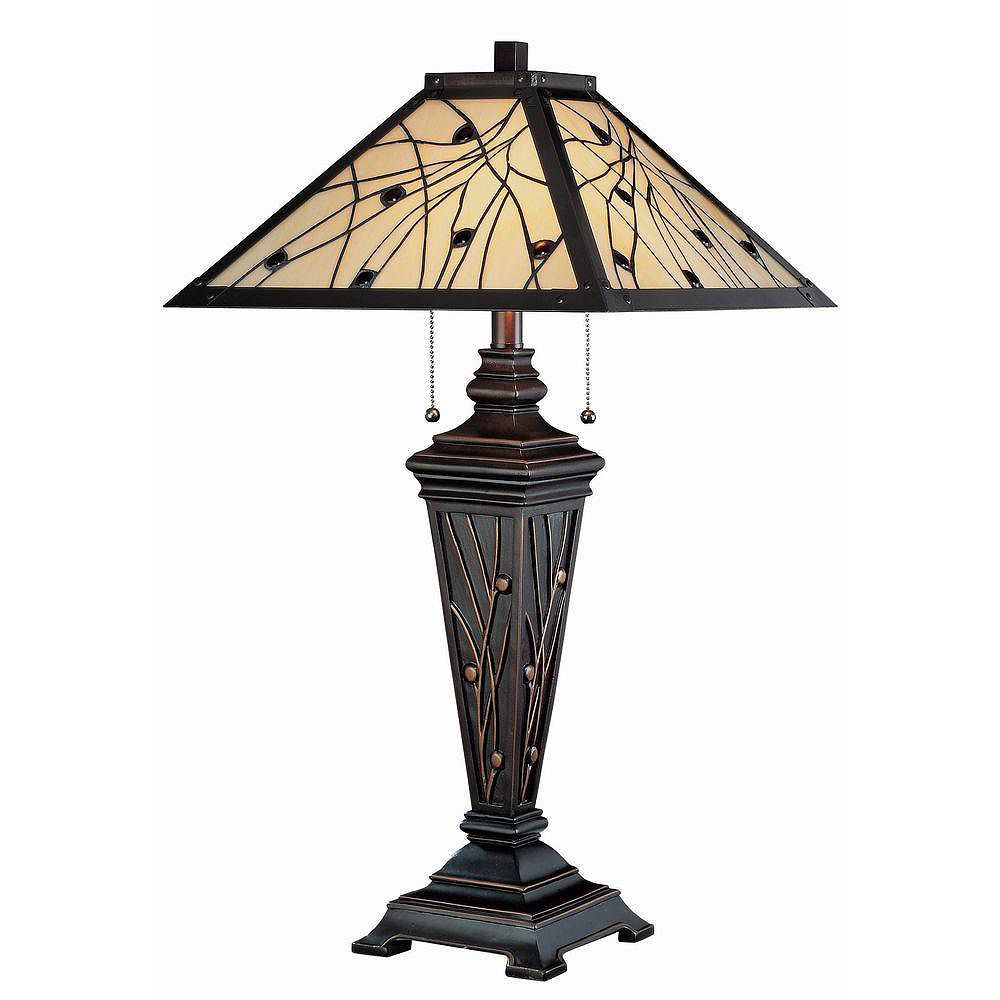 Illumine 2 Light Table Lamp Bronze Finish Tiffany Shade | The Home