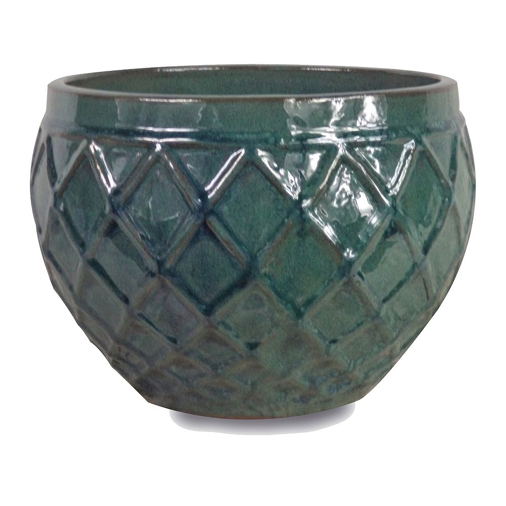 Trendspot 10 Inch Diamante Ceramic Planter Blue Green The Home Depot Canada 10 Inch Diamante Ceramic Planter, Large Outdoor Ceramic Planters Canada