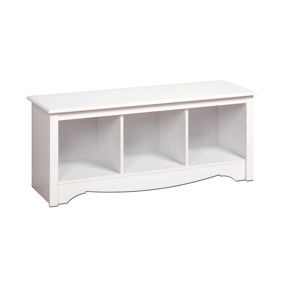 Prepac 48 Inch X 1575 Inch X 20 Inch 3 Cubby Storage Bench In White The Home Depot Canada