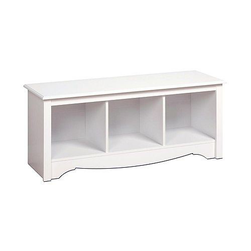 48-inch x 15.75-inch x 20-inch 3-Cubby Storage Bench in White