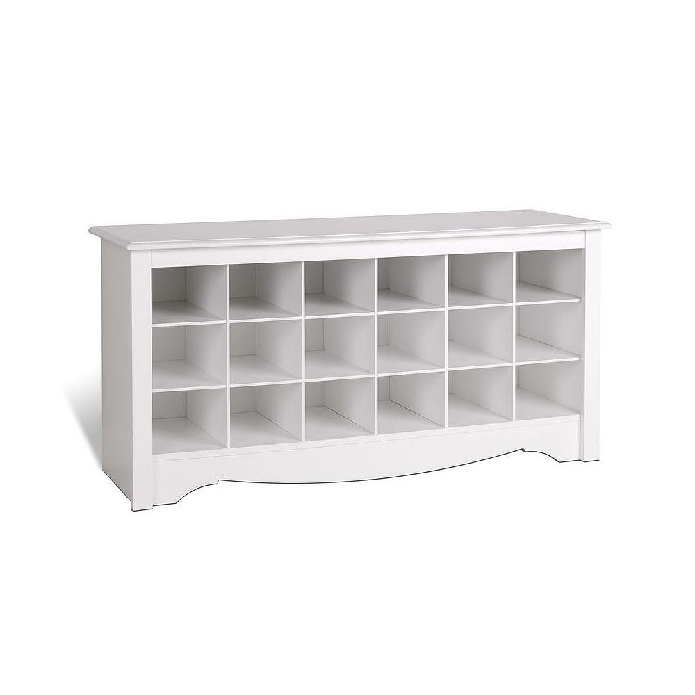 Prepac 48 Inch Shoe Storage Cubby Bench In White The Home Depot Canada