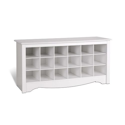 48-inch Shoe Storage Cubby Bench in White